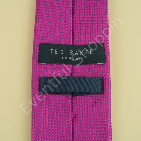 Ted Baker Slim Silk Tie Mens Magenta Geometric - Picture 3 of 3